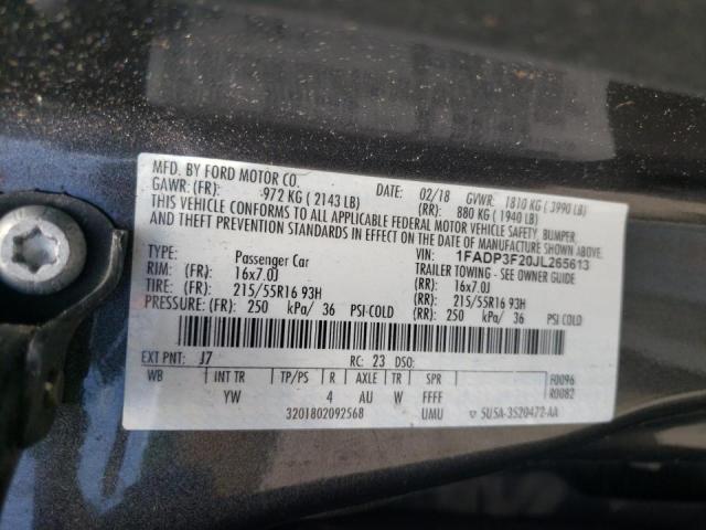 Photo 10 from auction – 2018 FORD FOCUS SE with VIN 1FADP3F20JL265613