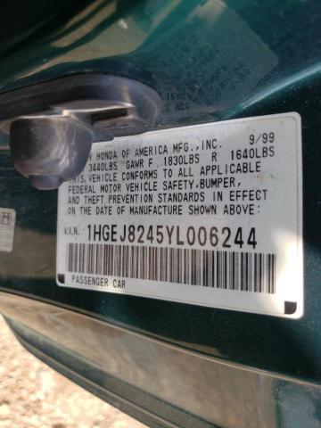 Photo 10 from auction – 2000 HONDA CIVIC with VIN 1HGEJ8245YL006244