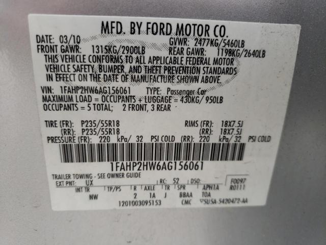 Photo 10 from auction – 2010 FORD TAURUS SEL with VIN 1FAHP2HW6AG156061