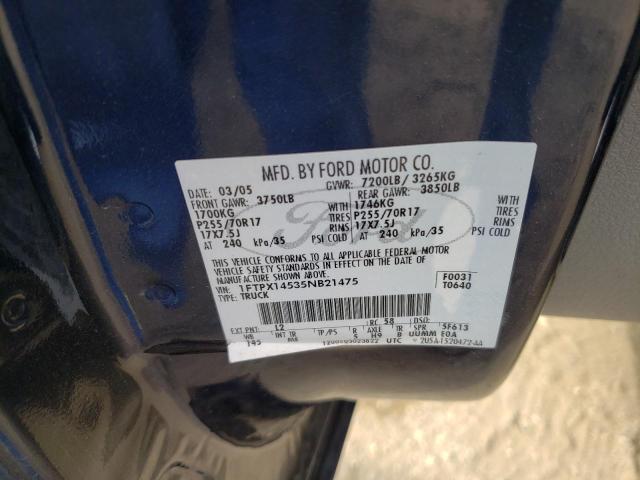 Photo 10 from auction – 2005 FORD F150 with VIN 1FTPX14535NB21475