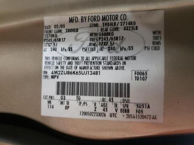 Photo 10 from auction – 2005 MERCURY MOUNTAINEE with VIN 4M2ZU86K65UJ13481