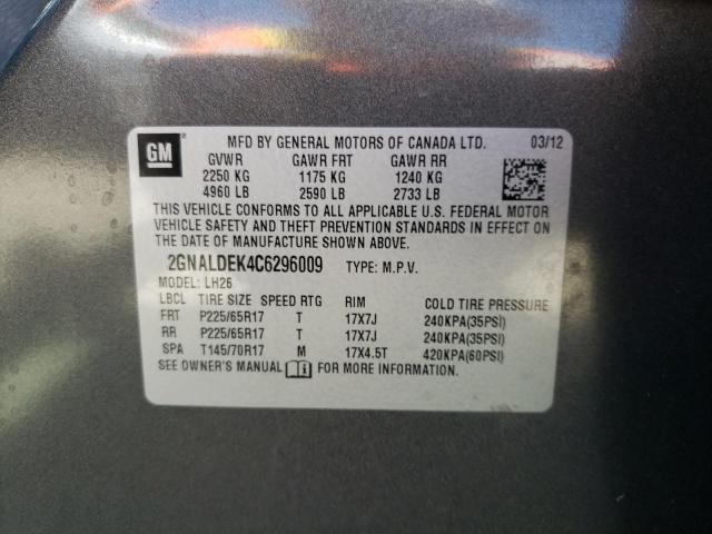 Photo 10 from auction – 2012 CHEVROLET EQUINOX LT with VIN 2GNALDEK4C6296009