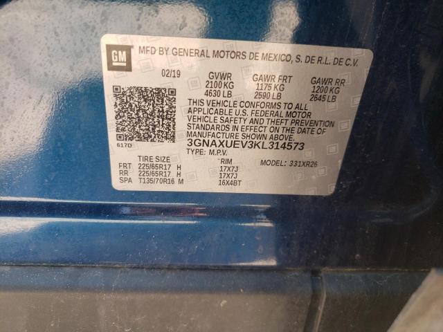 Photo 10 from auction – 2019 CHEVROLET EQUINOX LT with VIN 3GNAXUEV3KL314573