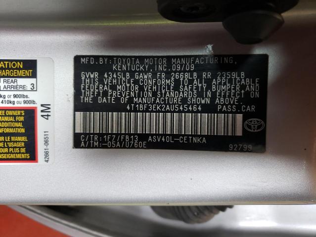 Photo 10 from auction – 2010 TOYOTA CAMRY BASE with VIN 4T1BF3EK2AU545464