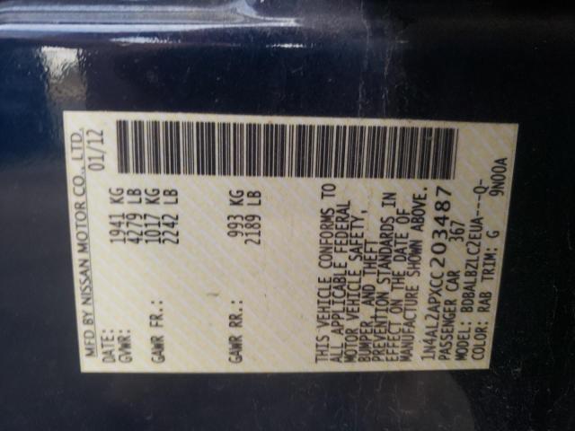 Photo 10 from auction – 2012 NISSAN ALTIMA BAS with VIN 1N4AL2APXCC203487