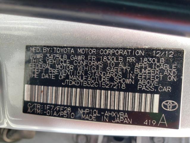 Photo 10 from auction – 2012 TOYOTA PRIUS C with VIN JTDKDTB32C1527218