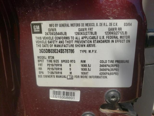 Photo 10 from auction – 2004 BUICK RENDEZVOUS with VIN 3G5DB03E24S578786