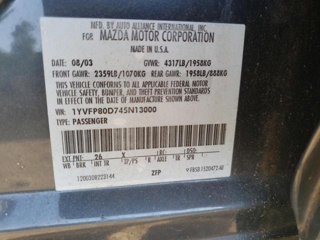 Photo 10 from auction – 2004 MAZDA MAZDA6 with VIN 1YVFP80D745N13000
