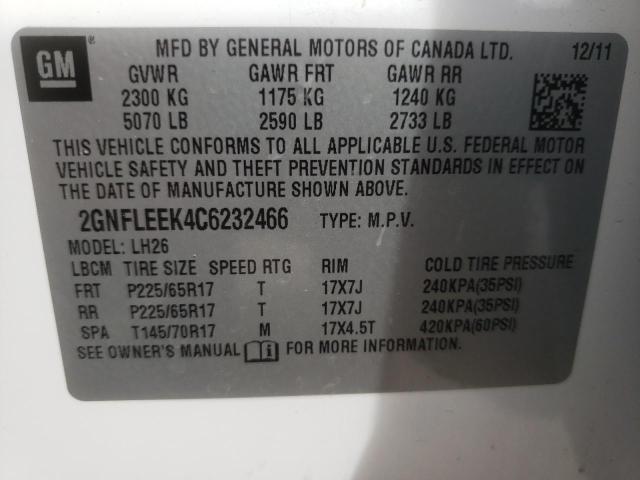 Photo 10 from auction – 2012 CHEVROLET EQUINOX LT with VIN 2GNFLEEK4C6232466