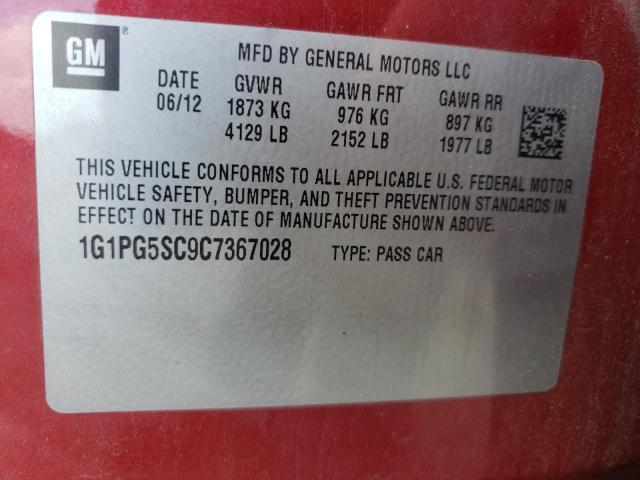 Photo 10 from auction – 2012 CHEVROLET CRUZE LT with VIN 1G1PG5SC9C7367028