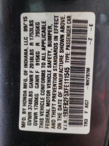 Photo 10 from auction – 2015 HONDA CIVIC LX with VIN 19XFB2F5XFE111545