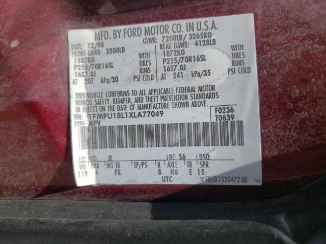 Photo 10 from auction – 1999 FORD EXPEDITION with VIN 1FMPU18L1XLA77049