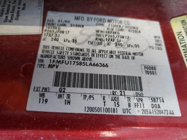 Photo 10 from auction – 2005 FORD EXPEDITION with VIN 1FMFU17585LA66366