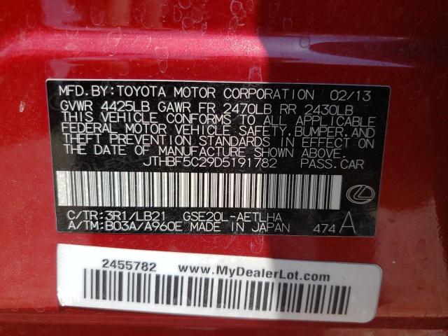 Photo 10 from auction – 2013 LEXUS IS 250 with VIN JTHBF5C29D5191782