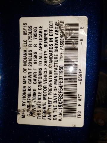 Photo 10 from auction – 2015 HONDA CIVIC LX with VIN 19XFB2F54FE071950