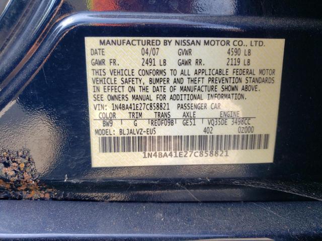Photo 10 from auction – 2007 NISSAN MAXIMA SE with VIN 1N4BA41E27C858821