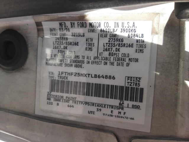 Photo 10 from auction – 1996 FORD F250 with VIN 1FTHF25HXTLB64886