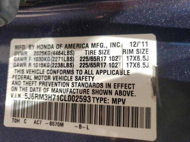 Photo 10 from auction – 2012 HONDA CR-V EXL with VIN 5J6RM3H71CL002593