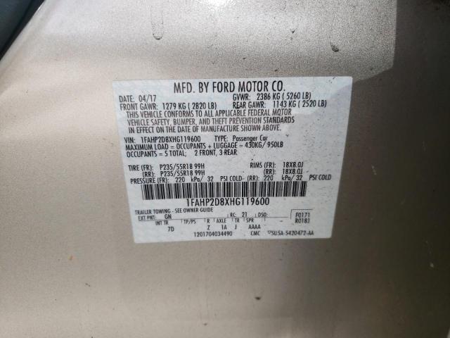 Photo 10 from auction – 2017 FORD TAURUS SE with VIN 1FAHP2D8XHG119600