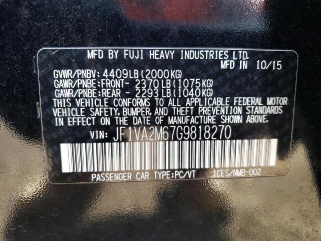 Photo 10 from auction – 2016 SUBARU WRX STI with VIN JF1VA2M67G9818270