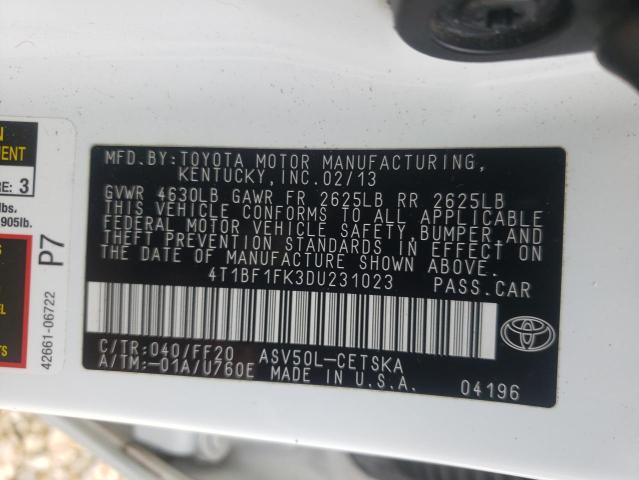 Photo 10 from auction – 2013 TOYOTA CAMRY L with VIN 4T1BF1FK3DU231023