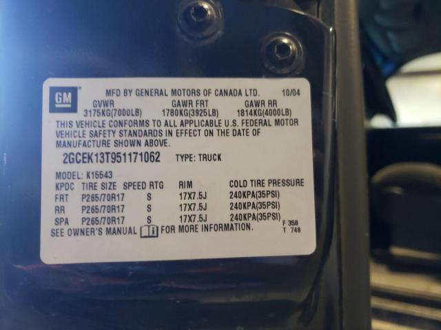 Photo 10 from auction – 2005 CHEVROLET SILVERADO with VIN 2GCEK13T951171062