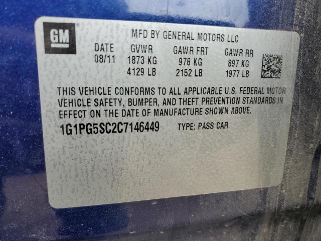 Photo 10 from auction – 2012 CHEVROLET CRUZE LT with VIN 1G1PG5SC2C7146449