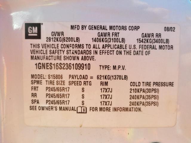 Photo 10 from auction – 2003 CHEVROLET TRAILBLAZE with VIN 1GNES16S236109910