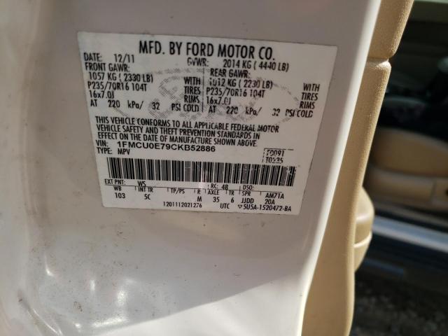 Photo 10 from auction – 2012 FORD ESCAPE LIM with VIN 1FMCU0E79CKB52886