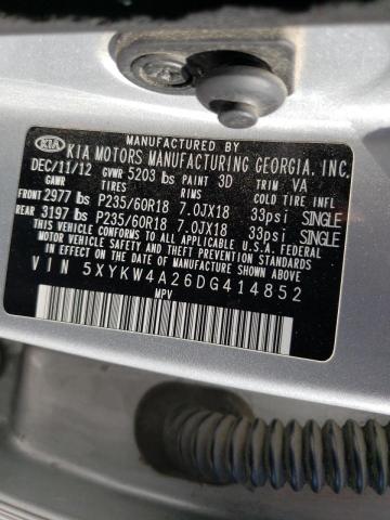 Photo 10 from auction – 2013 KIA SORENTO SX with VIN 5XYKW4A26DG414852