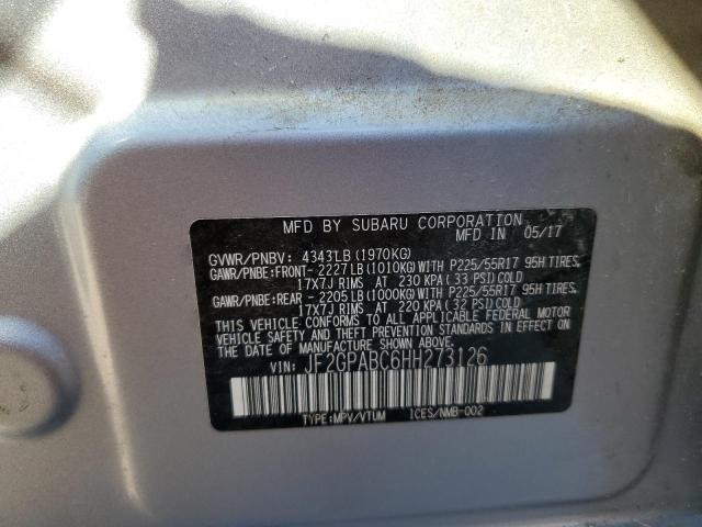 Photo 10 from auction – 2017 SUBARU CROSSTREK with VIN JF2GPABC6HH273126