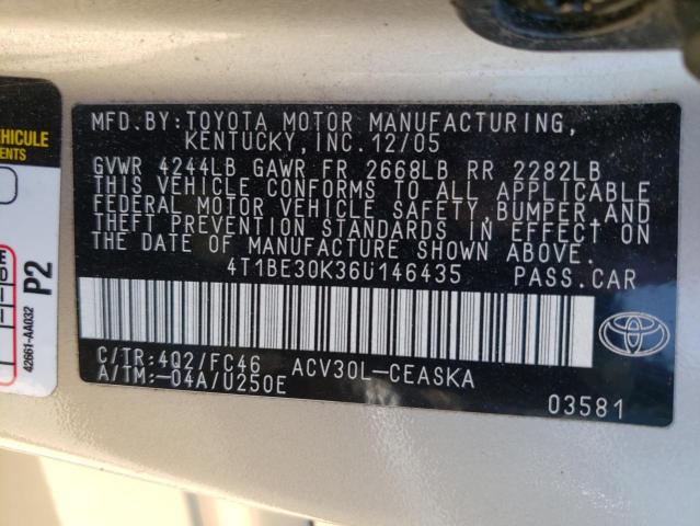 Photo 10 from auction – 2006 TOYOTA CAMRY LE with VIN 4T1BE30K36U146435