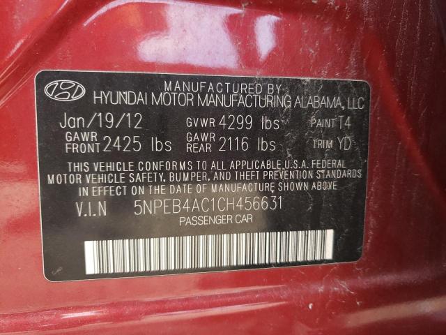 Photo 10 from auction – 2012 HYUNDAI SONATA GLS with VIN 5NPEB4AC1CH456631