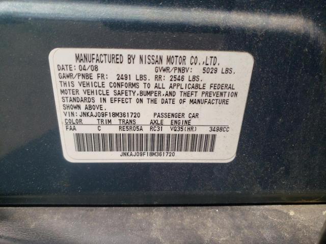 Photo 10 from auction – 2008 INFINITI EX35 BASE with VIN JNKAJ09F18M361720