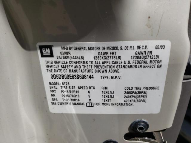 Photo 10 from auction – 2003 BUICK RENDEZVOUS with VIN 3G5DB03E63S608144
