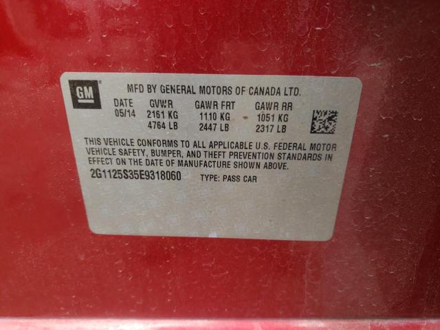 Photo 10 from auction – 2014 CHEVROLET IMPALA LT with VIN 2G1125S35E9318060