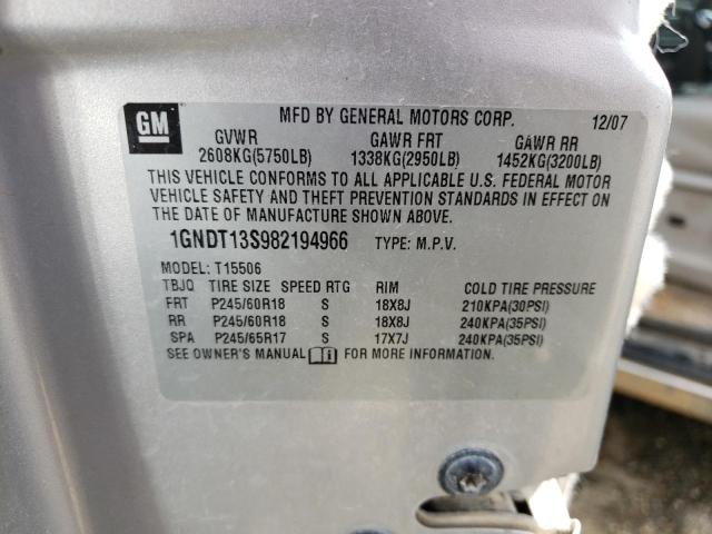Photo 10 from auction – 2008 CHEVROLET TRAILBLAZE with VIN 1GNDT13S982194966
