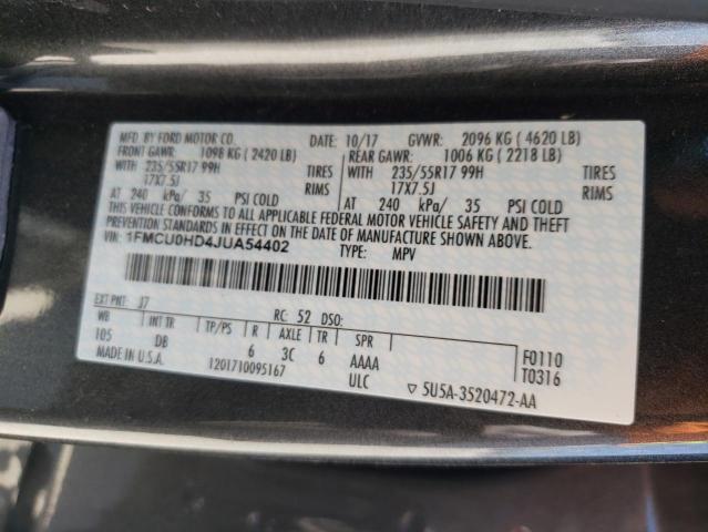 Photo 10 from auction – 2018 FORD ESCAPE SEL with VIN 1FMCU0HD4JUA54402