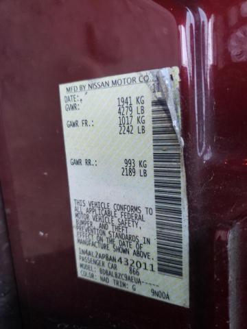 Photo 10 from auction – 2010 NISSAN ALTIMA BAS with VIN 1N4AL2AP8AN432011