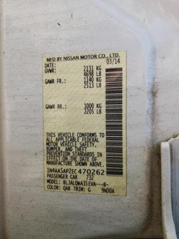 Photo 10 from auction – 2014 NISSAN MAXIMA S with VIN 1N4AA5AP2EC470262