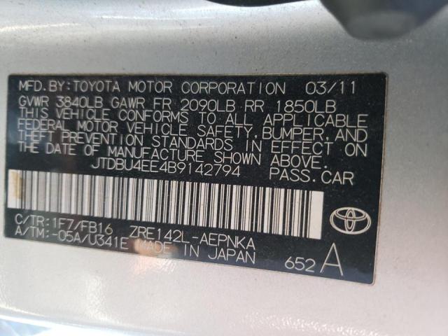 Photo 10 from auction – 2011 TOYOTA COROLAA with VIN JTDBU4EE4B9142794