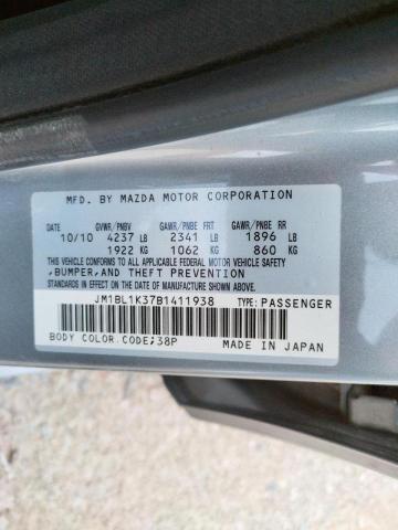 Photo 10 from auction – 2011 MAZDA SPEED 3 with VIN JM1BL1K37B1411938