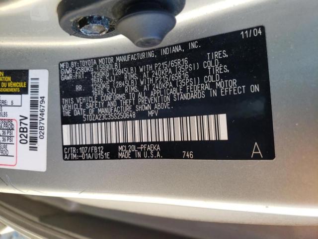 Photo 10 from auction – 2005 TOYOTA SIENNA CE with VIN 5TDZA23C35S250648