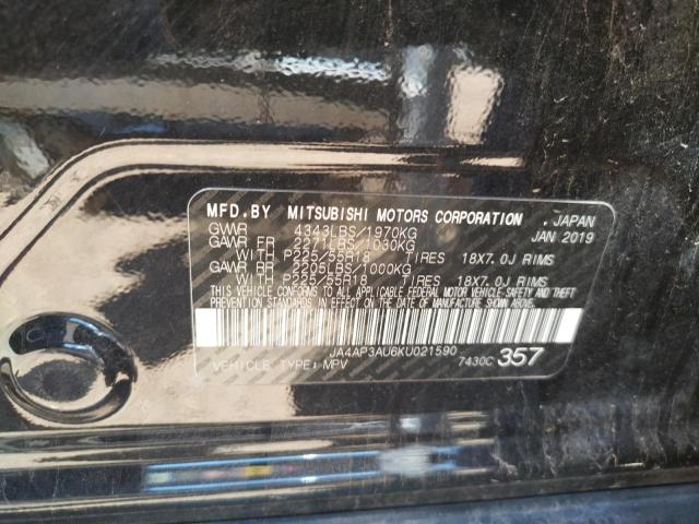 Photo 10 from auction – 2019 MITSUBISHI OUTLANDER with VIN JA4AP3AU6KU021590