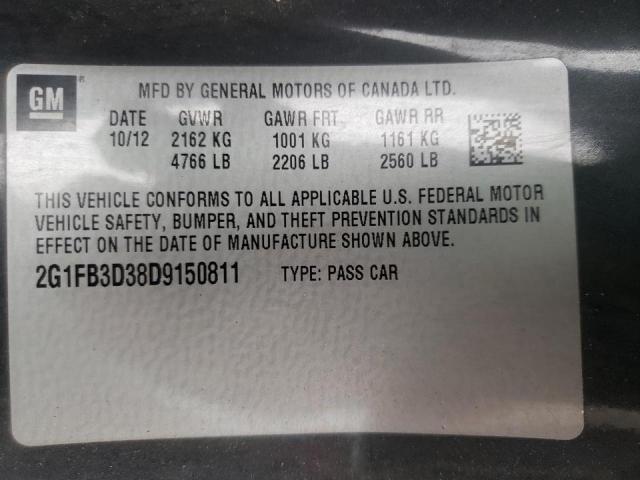 Photo 10 from auction – 2013 CHEVROLET CAMARO LT with VIN 2G1FB3D38D9150811