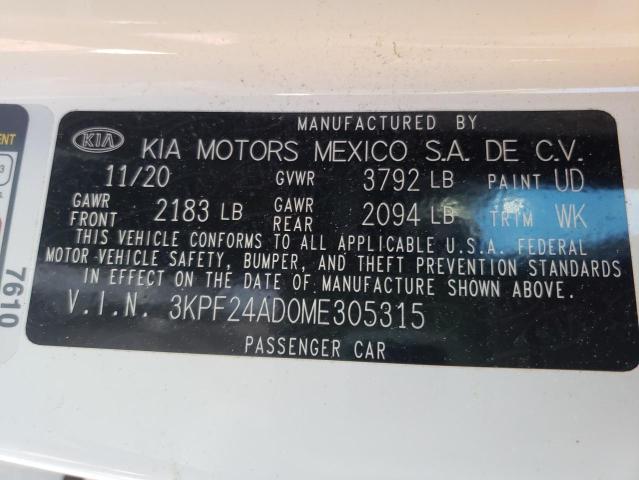 Photo 10 from auction – 2021 KIA FORTE FE with VIN 3KPF24AD0ME305315