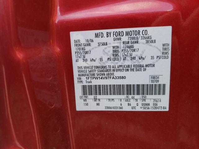 Photo 10 from auction – 2007 FORD F150 SUPER with VIN 1FTPW14V97FA33580
