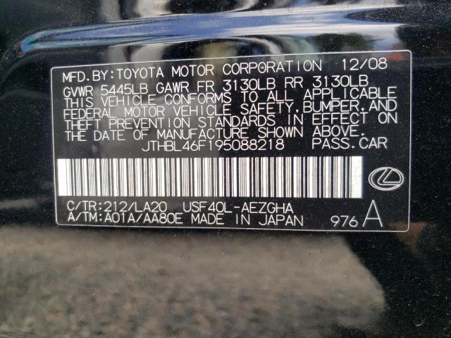 Photo 10 from auction – 2009 LEXUS LS 460 with VIN JTHBL46F195088218