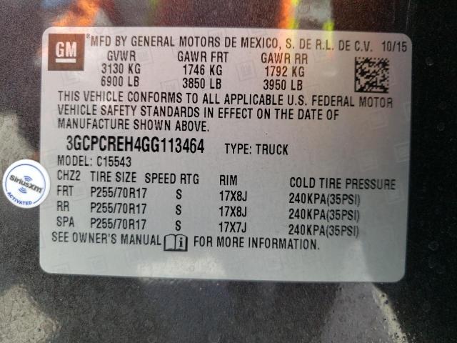 Photo 10 from auction – 2016 CHEVROLET SILVERADO with VIN 3GCPCREH4GG113464