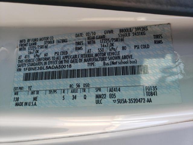 Photo 10 from auction – 2010 FORD ECONOLINE with VIN 1FBNE3BL5ADA50018